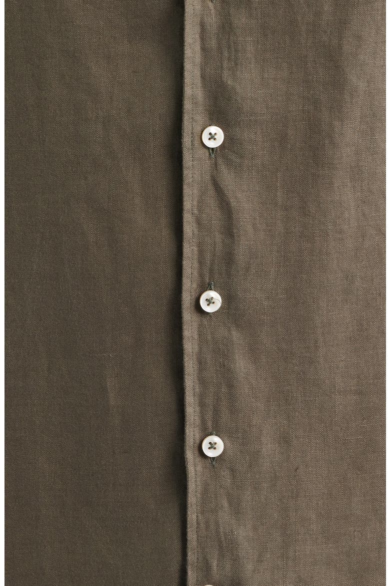 Seaside Linen Button-Up Shirt, Alternate, color, OLIVE
