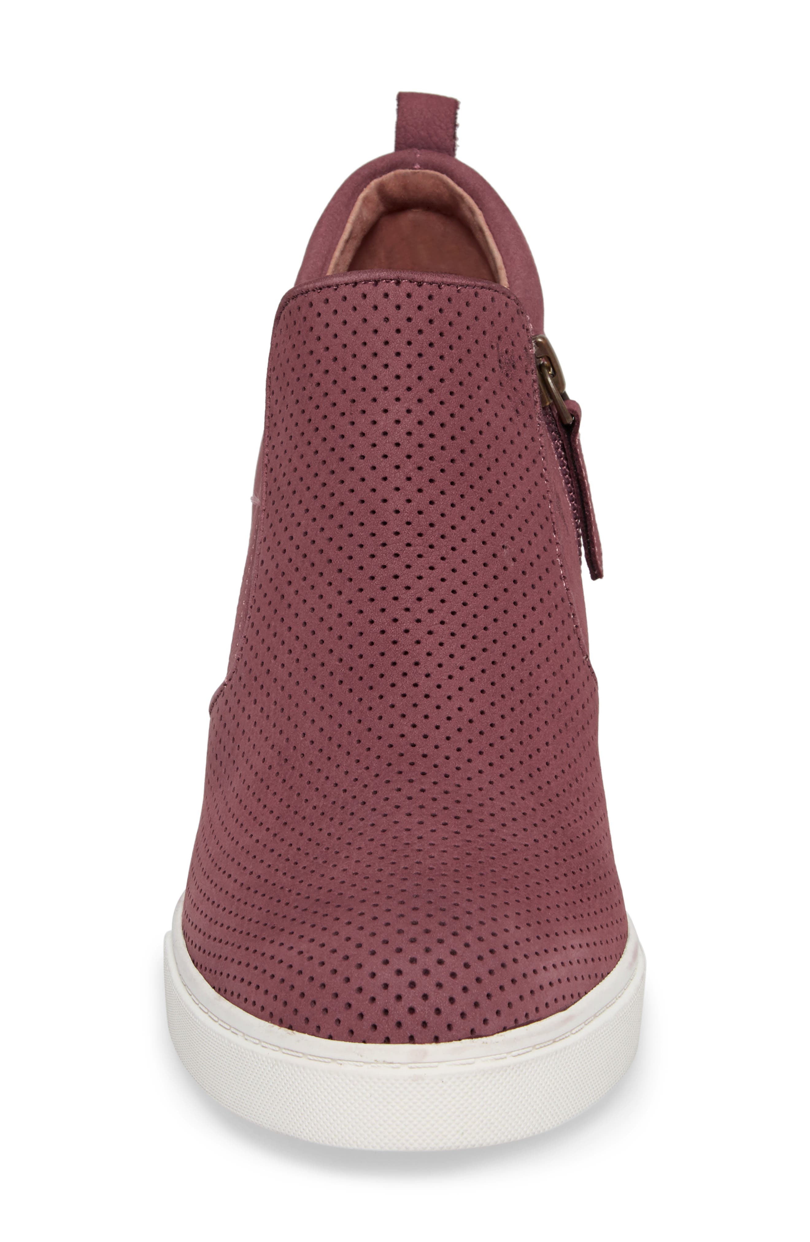 Aiden Wedge Sneaker, Alternate, color, BURGUNDY PERFORATED LEATHER
