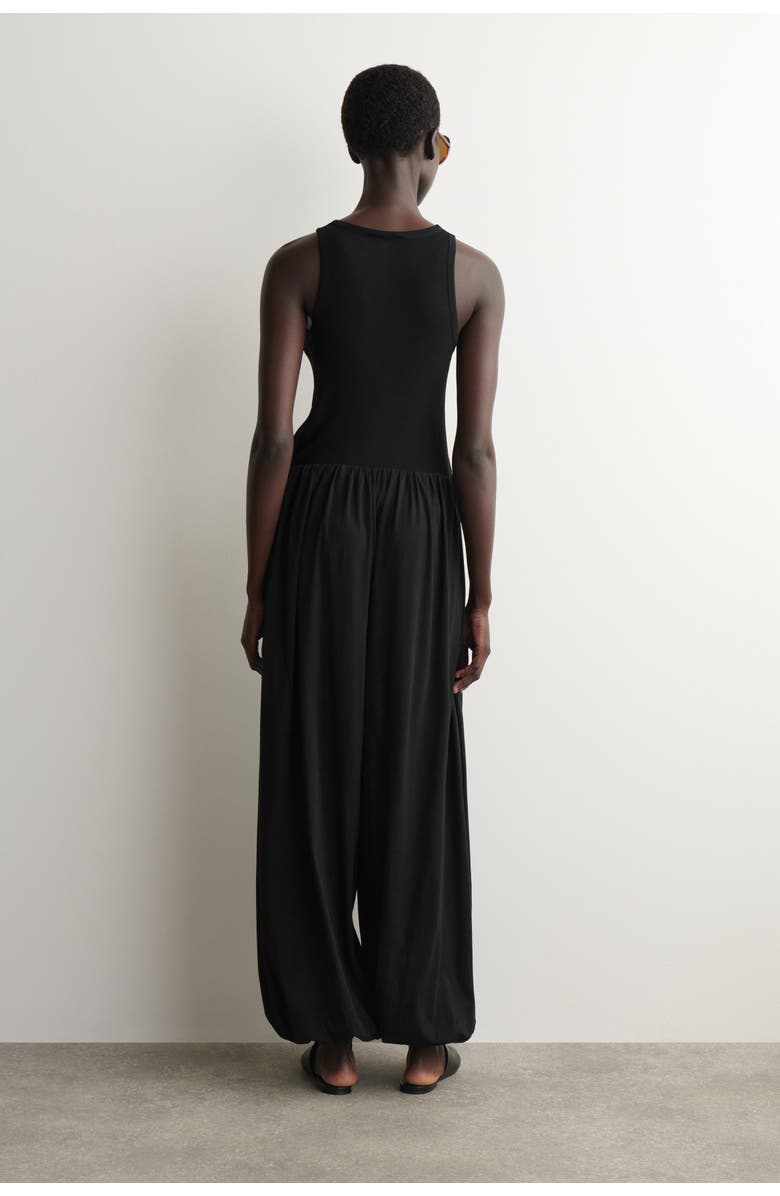 COS Gathered Cotton Balloon-leg Trousers, Alternate, color, Black