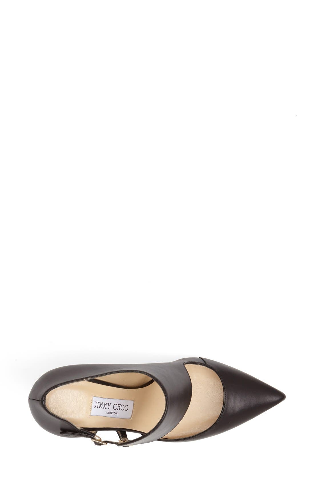 'Heath' Pointy Toe Leather Pump, Alternate, color, BLACK