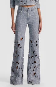 Alice + Olivia Chic High Waist Embroidered Eyelet Jeans