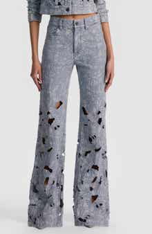 Alice + Olivia Chic High Waist Embroidered Eyelet Jeans