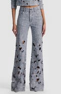 Alice + Olivia Chic High Waist Embroidered Eyelet Jeans
