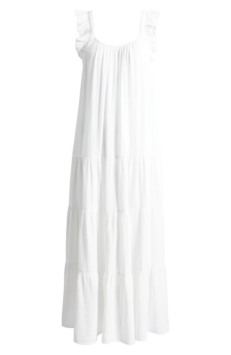 Caslon<sup>®</sup> Ruffle Tiered Cotton Maxi Sundress, Alternate, color, White