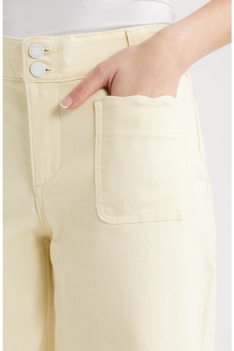 Scallop Patch Pocket High Waist Crop Wide Leg Twill Pants, Alternate, color, LEMON LUSH