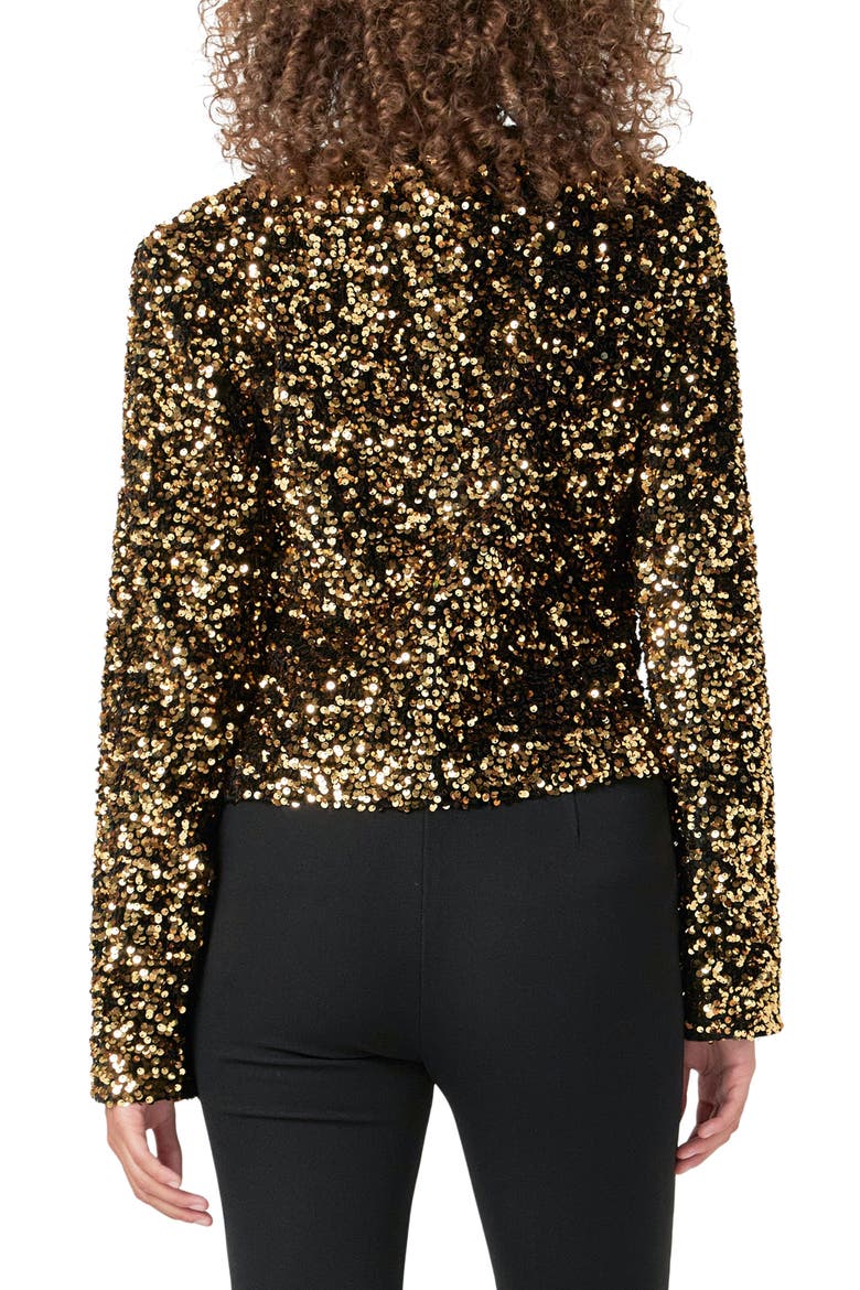 Sequin Padded Shoulder Jacket, Alternate, color, GOLD