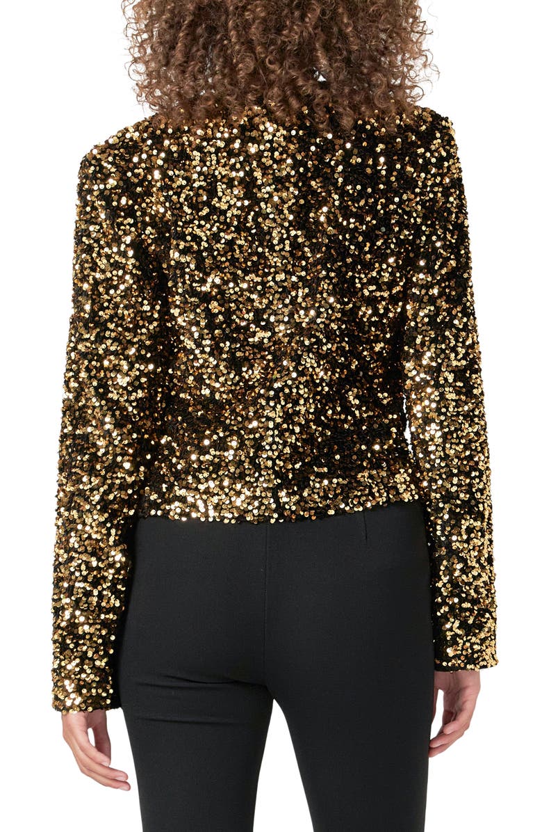Endless Rose Sequin Padded Shoulder Jacket, Alternate, color, Gold
