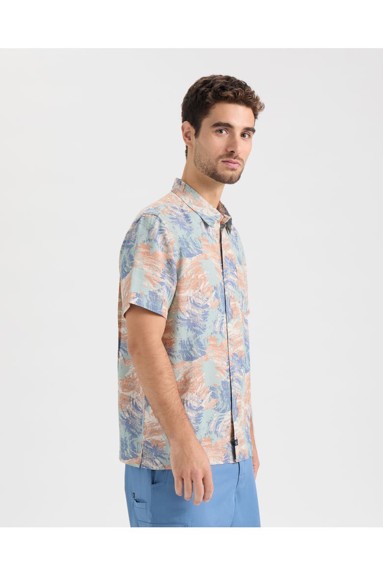 On Another Holiday Short Sleeve Woven Shirt, Alternate, color, Sagebrush