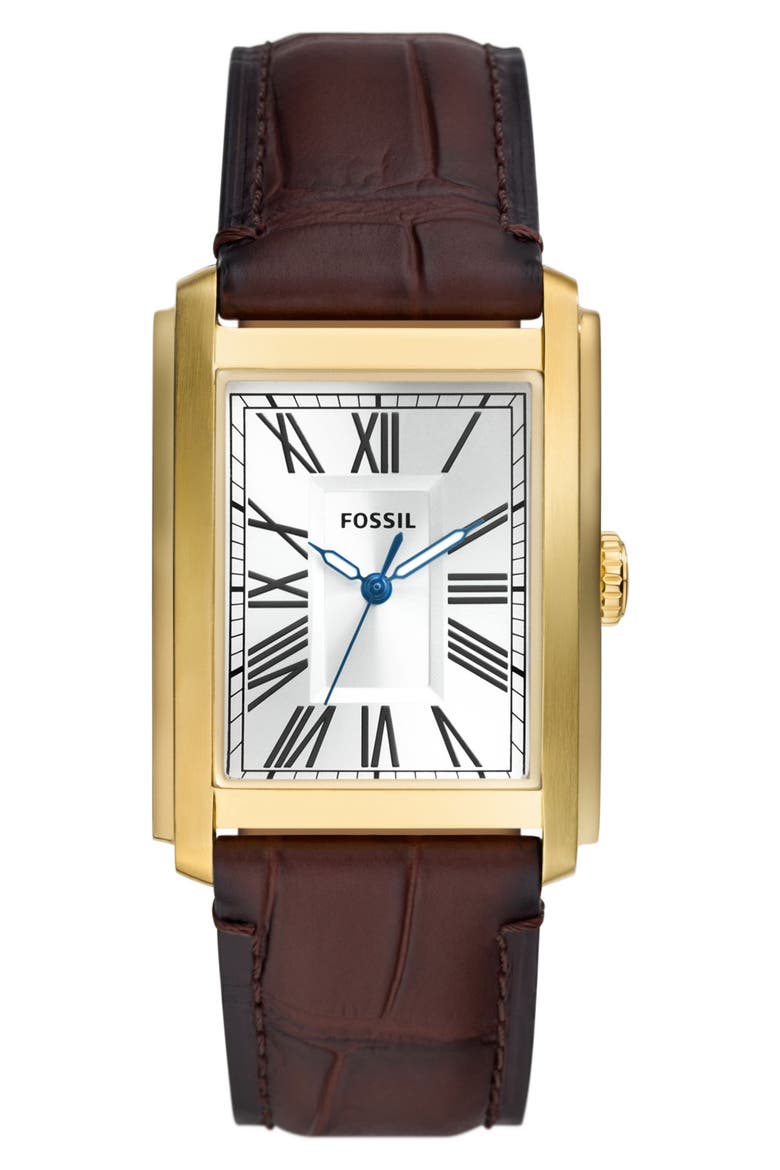 Carraway Leather Strap Watch, 30mm, Main, color, BROWN
