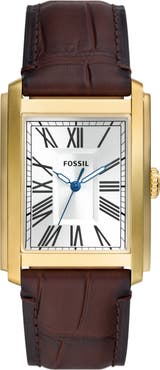 Fossil Carraway Leather Strap Watch, 30mm