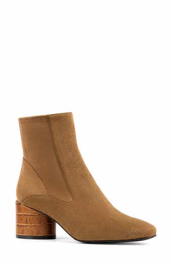 Block Heel Leather Bootie