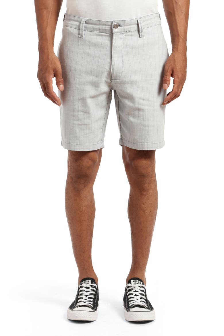 Noah Stripe Stretch Twill Flat Front Shorts, Main, color, BLUE STRIPE LINEN