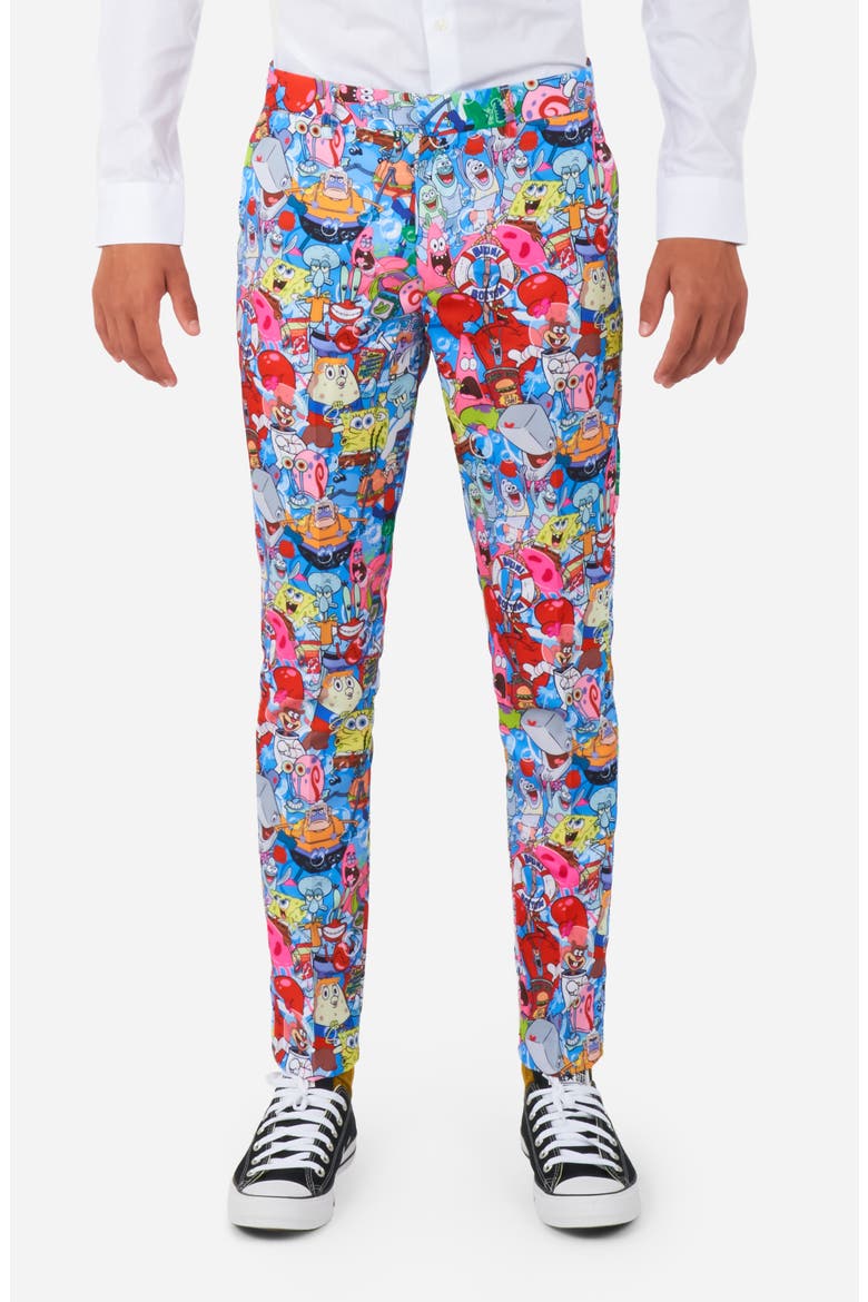 Kids' SpongeBob Frenzy Two-Piece Suit & Tie Set, Alternate, color, BLUE MULTI