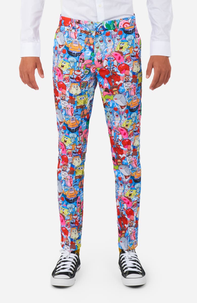 OppoSuits Kids
 SpongeBob Frenzy Two-Piece Suit 
Tie Set, Alternate, color, Blue Multi