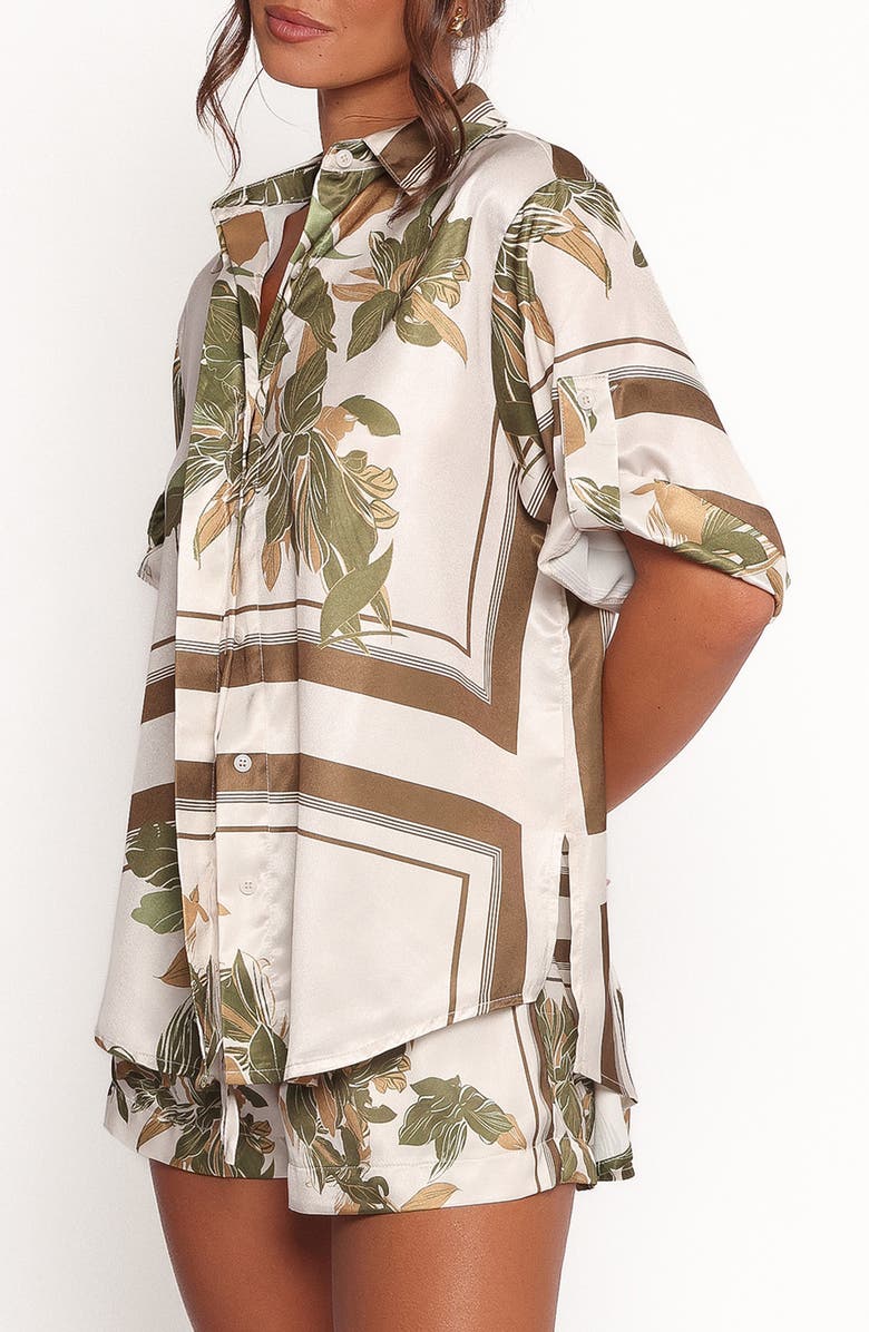 Petal & Pup Lara Floral Print & Stripe Satin Shirt, Alternate, color, 