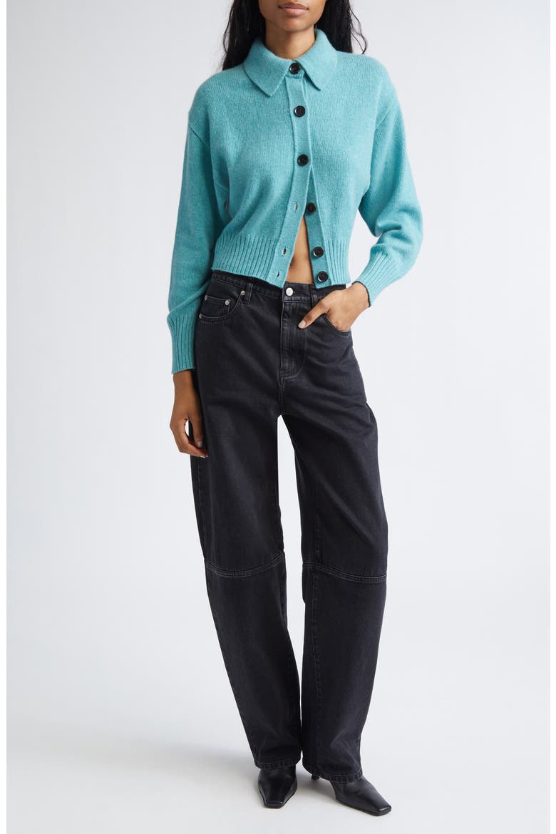 Rocia Cashmere Crop Cardigan, Alternate, color, TEAL