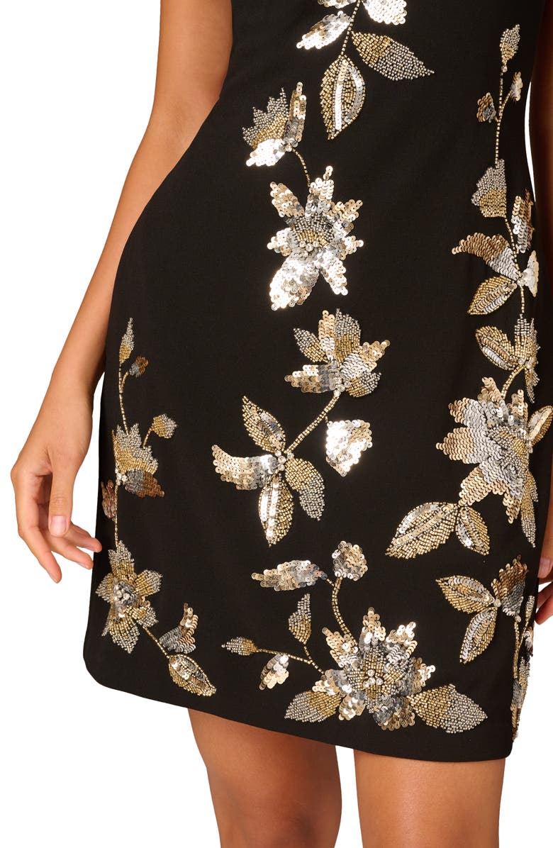 Aidan Mattox by Adrianna Papell Beaded Crepe Sheath Dress, Alternate, color, 