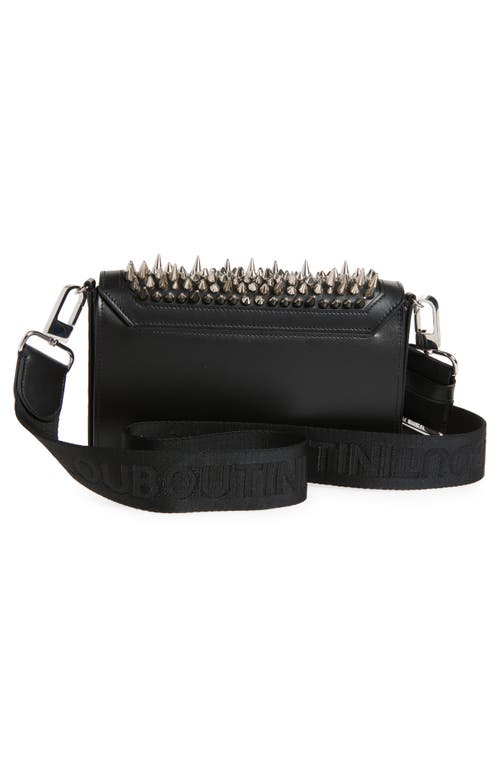 Christian Louboutin Funky Spike Leather Wallet On A Strap In Black/silver