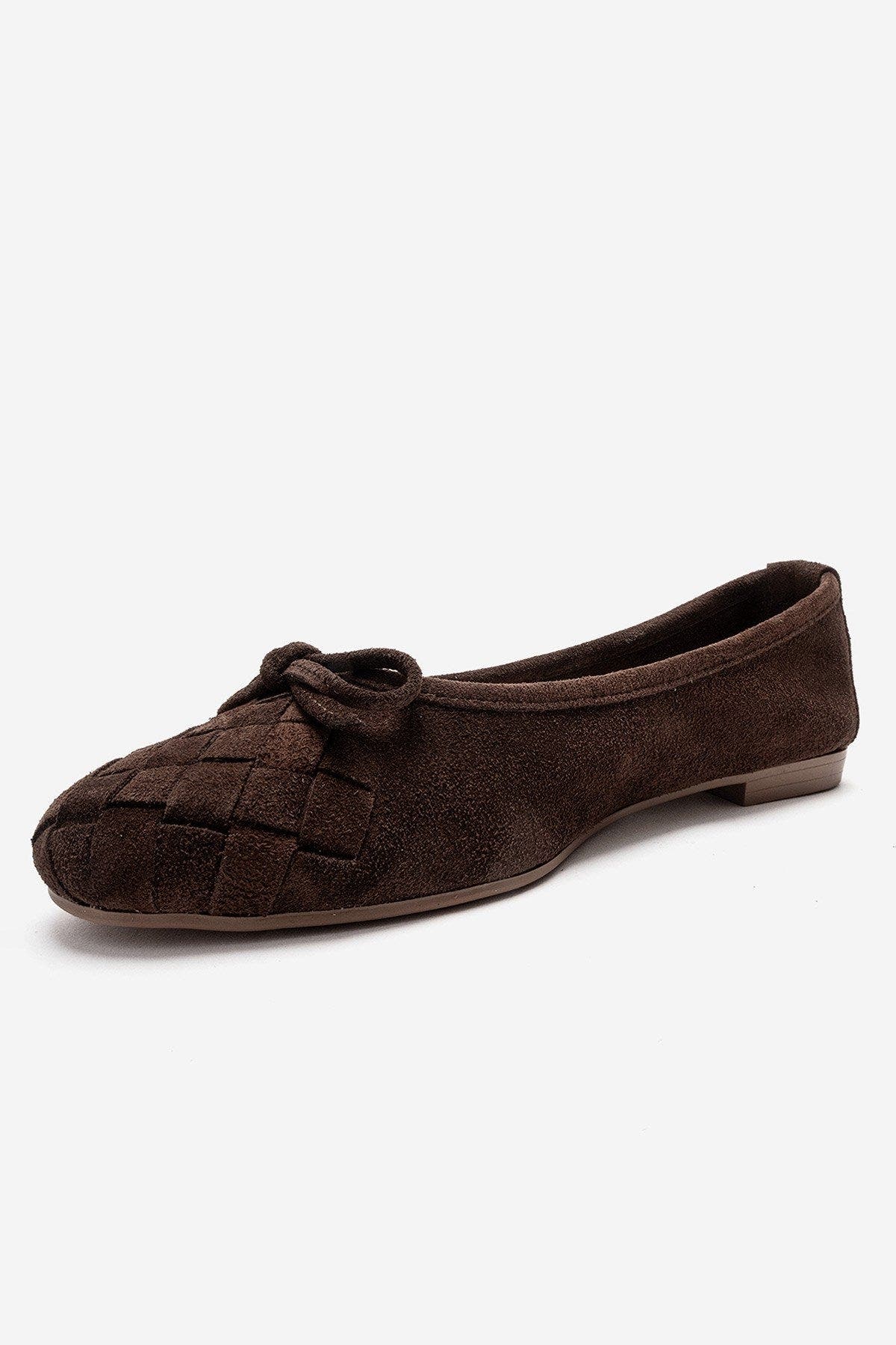 Nopos Leather Cap Toe Ballet Flat, Alternate, color, Brown Suede