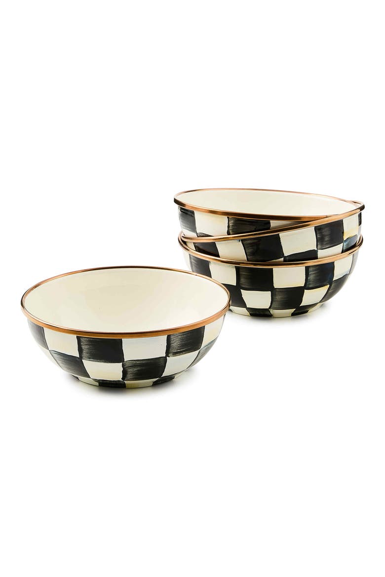 Courtly Check Set of 4 Everyday Bowls, Alternate, color, BLACK/ WHITE