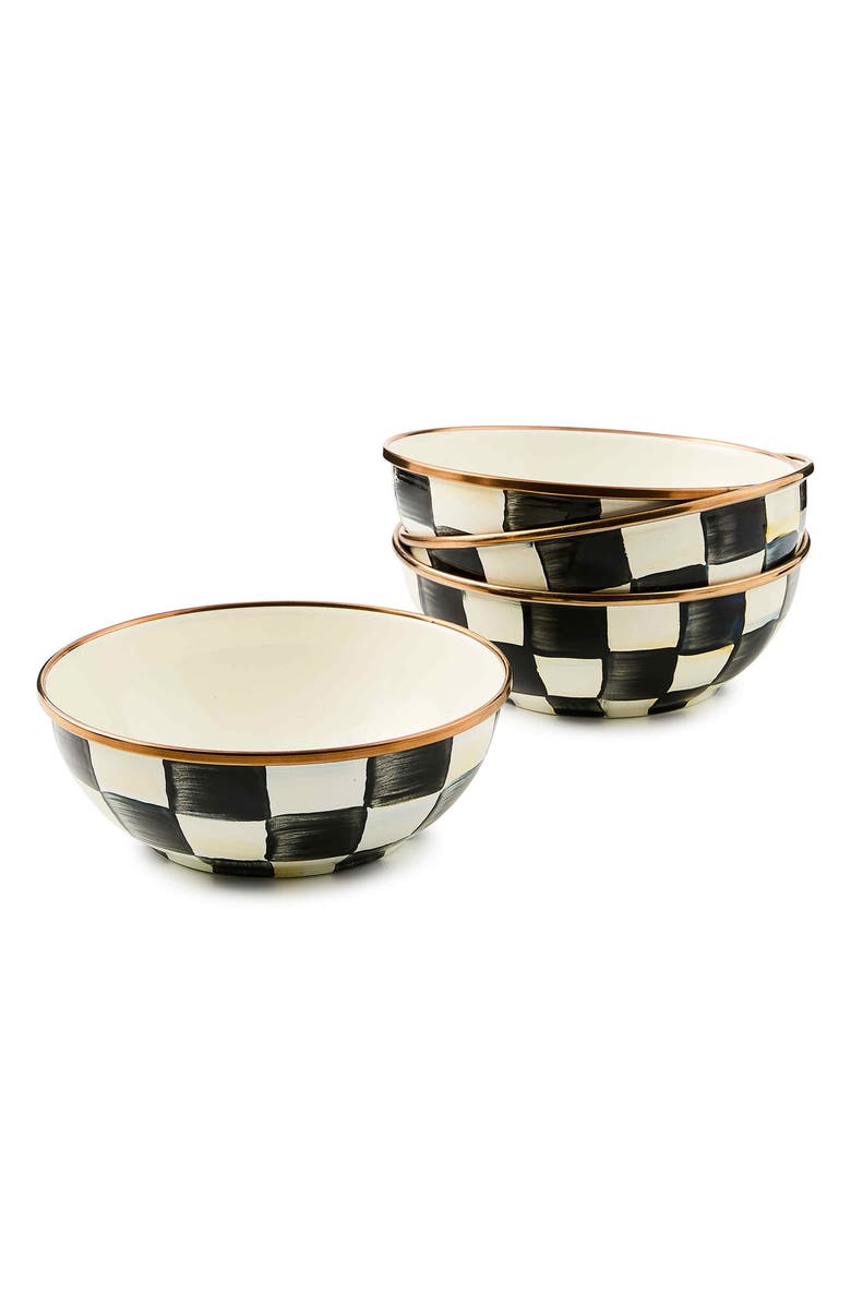 MACKENZIE CHILDS Courtly Check Set of 4 Everyday Bowls, Alternate, color, Black/ White