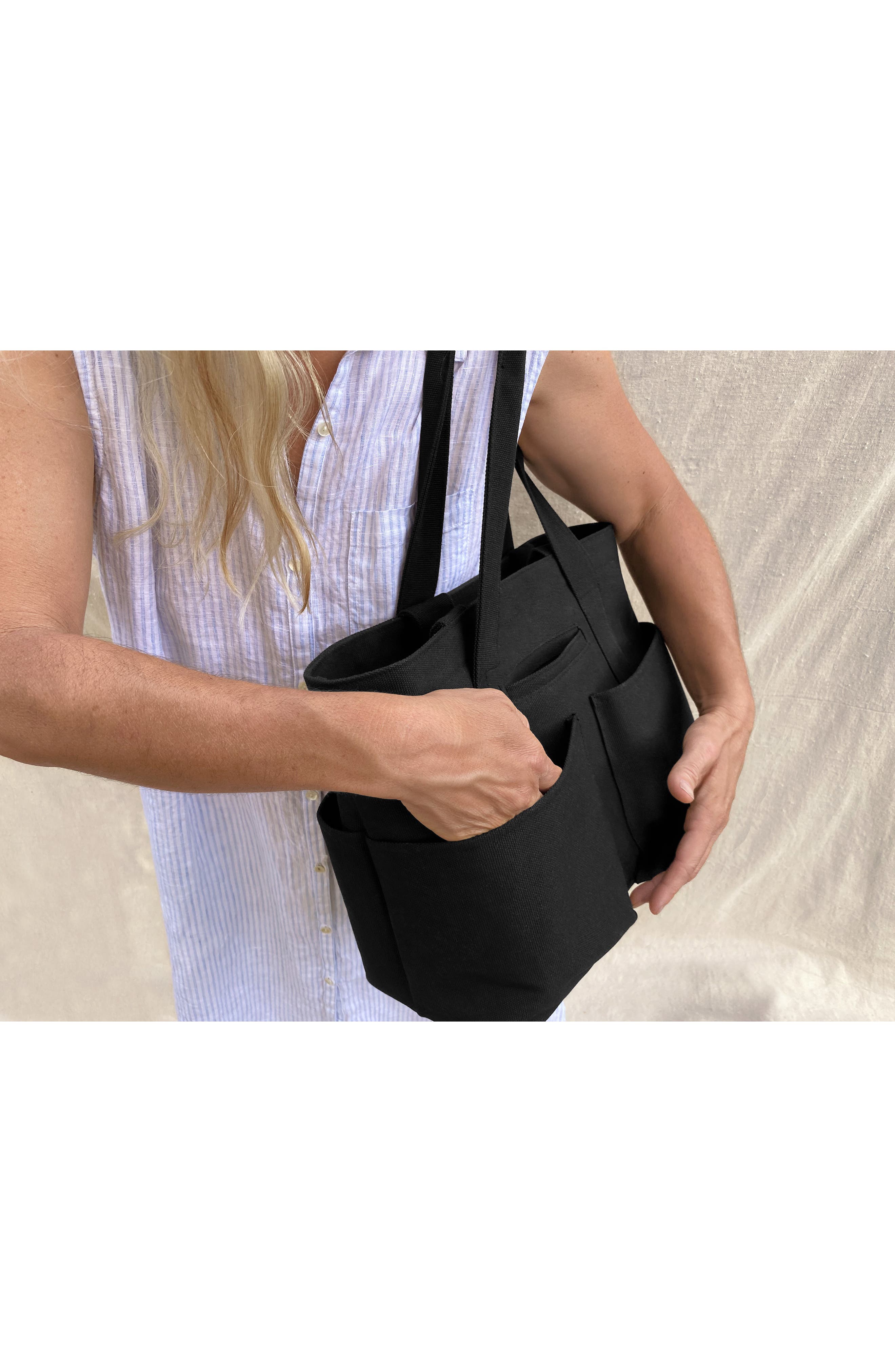 Vida Large Organic Cotton Canvas Tote, Alternate, color, ONYX
