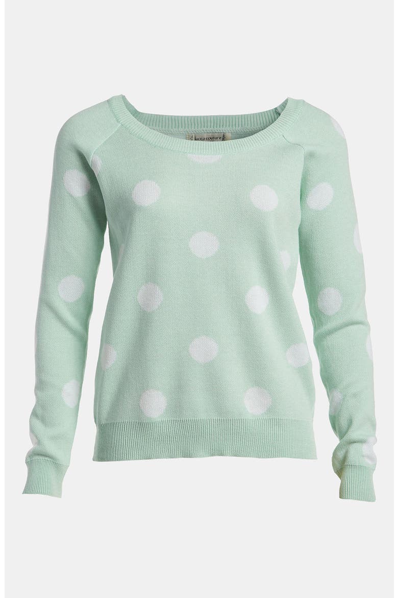 Polka Dot Sweater, Main, color, SEA BREEZE