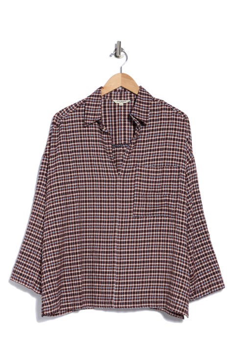 Plaid Elbow Sleeve Top