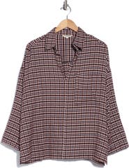 MAX STUDIO Plaid Elbow Sleeve Top