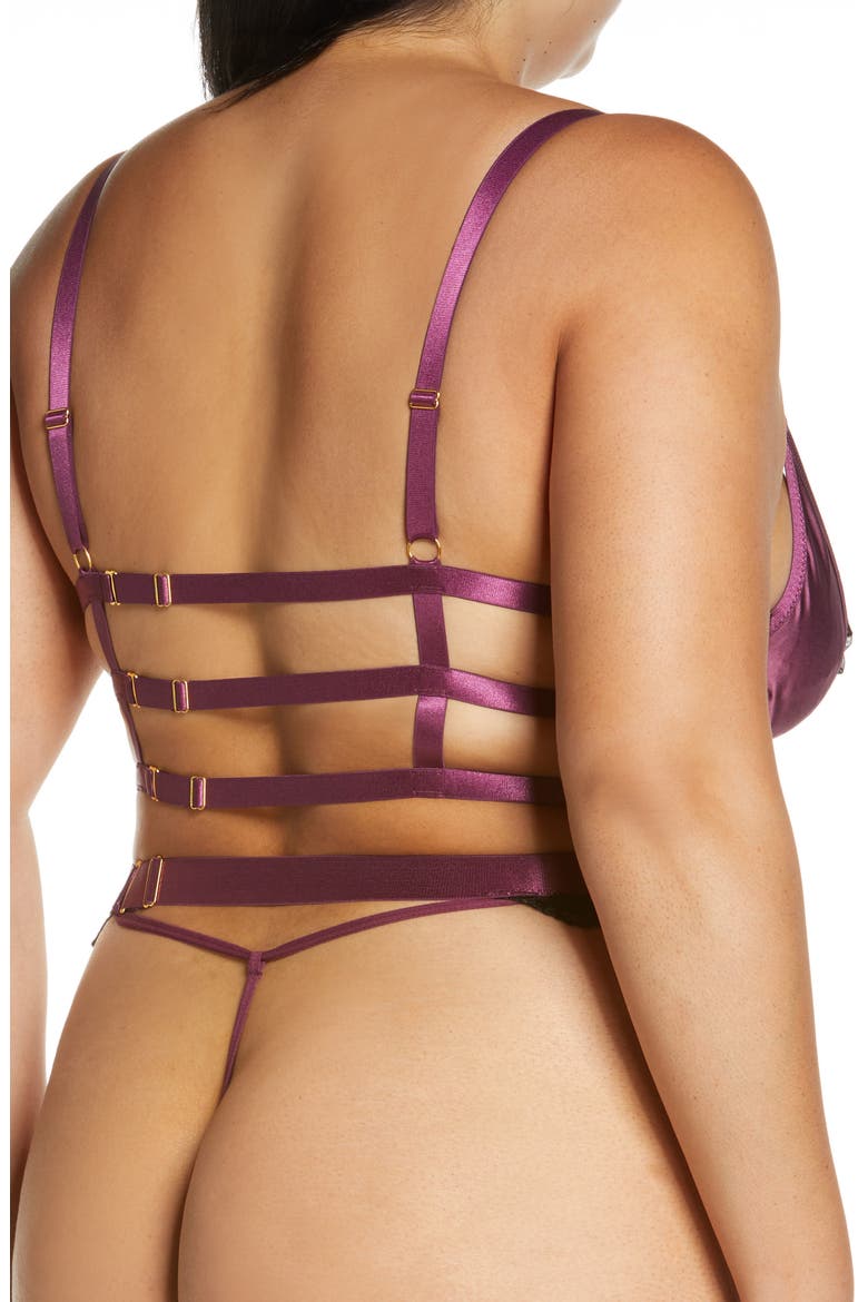Cadence Strappy Eyelash Lace & Satin Underwire Teddy, Alternate, color, ITALIAN PLUM/ BLACK
