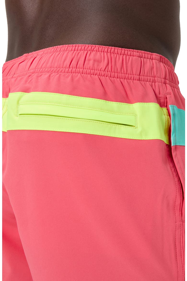 Redondo Edge Colorblock Volley Swim Trunks, Alternate, color, CORAL