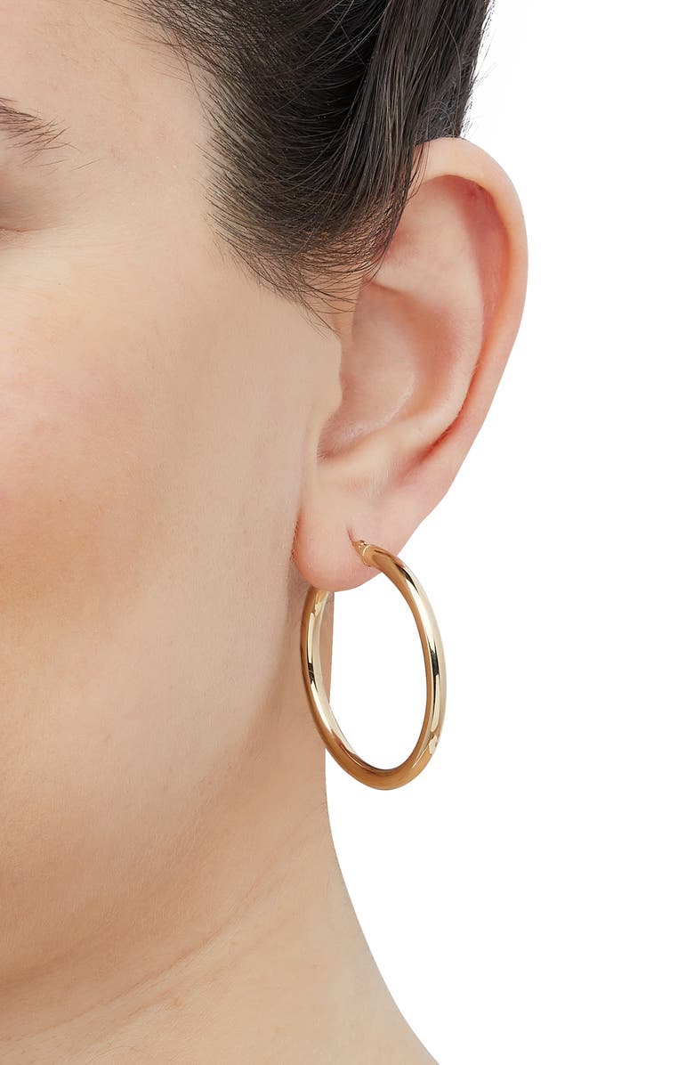 Frankie & Zoe 14K Yellow Gold Tube Hoop Earrings, Alternate, color, Yellow Gold