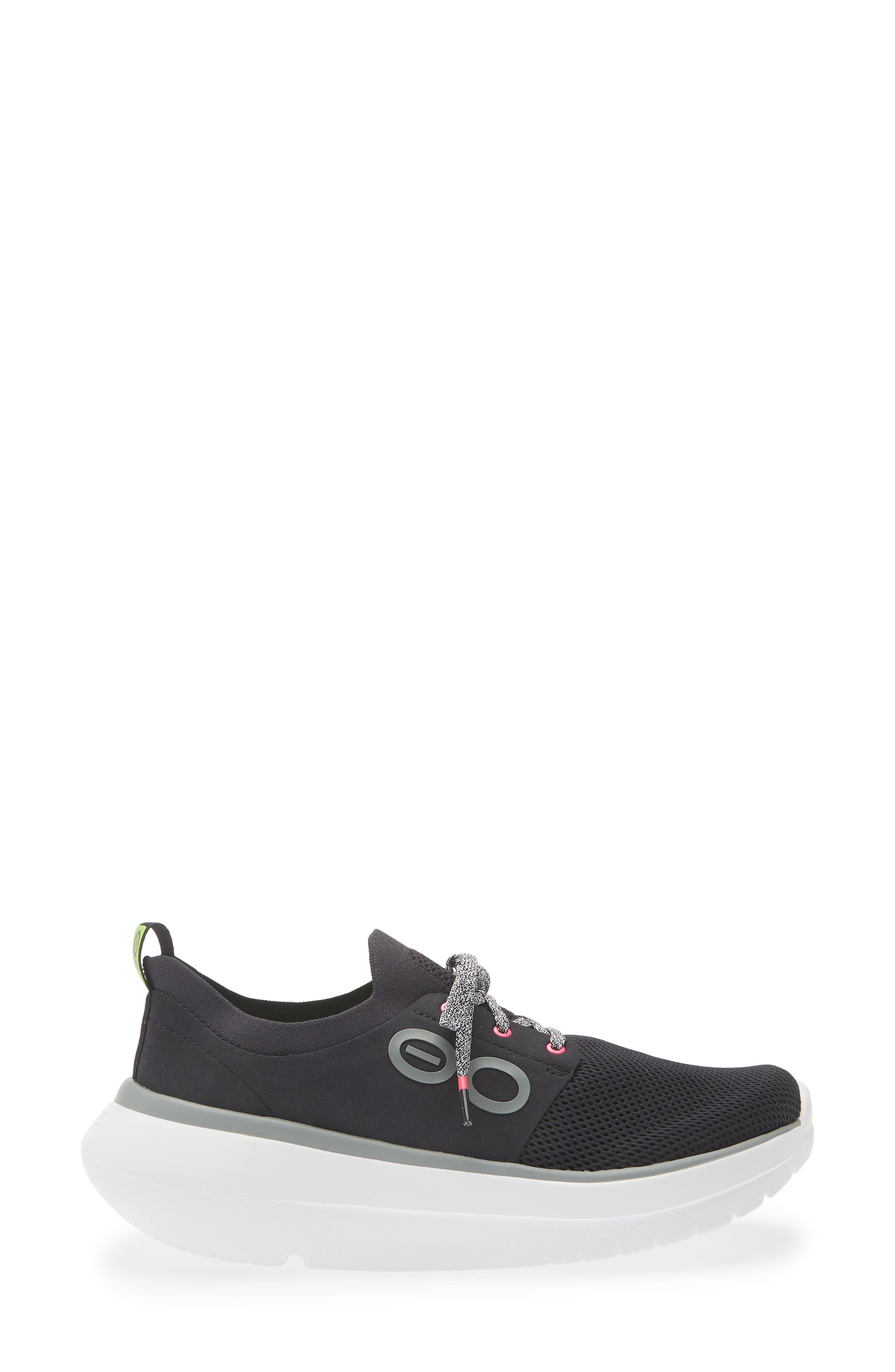 Oofos OOmy Stride Sneaker, Alternate, color, White Black