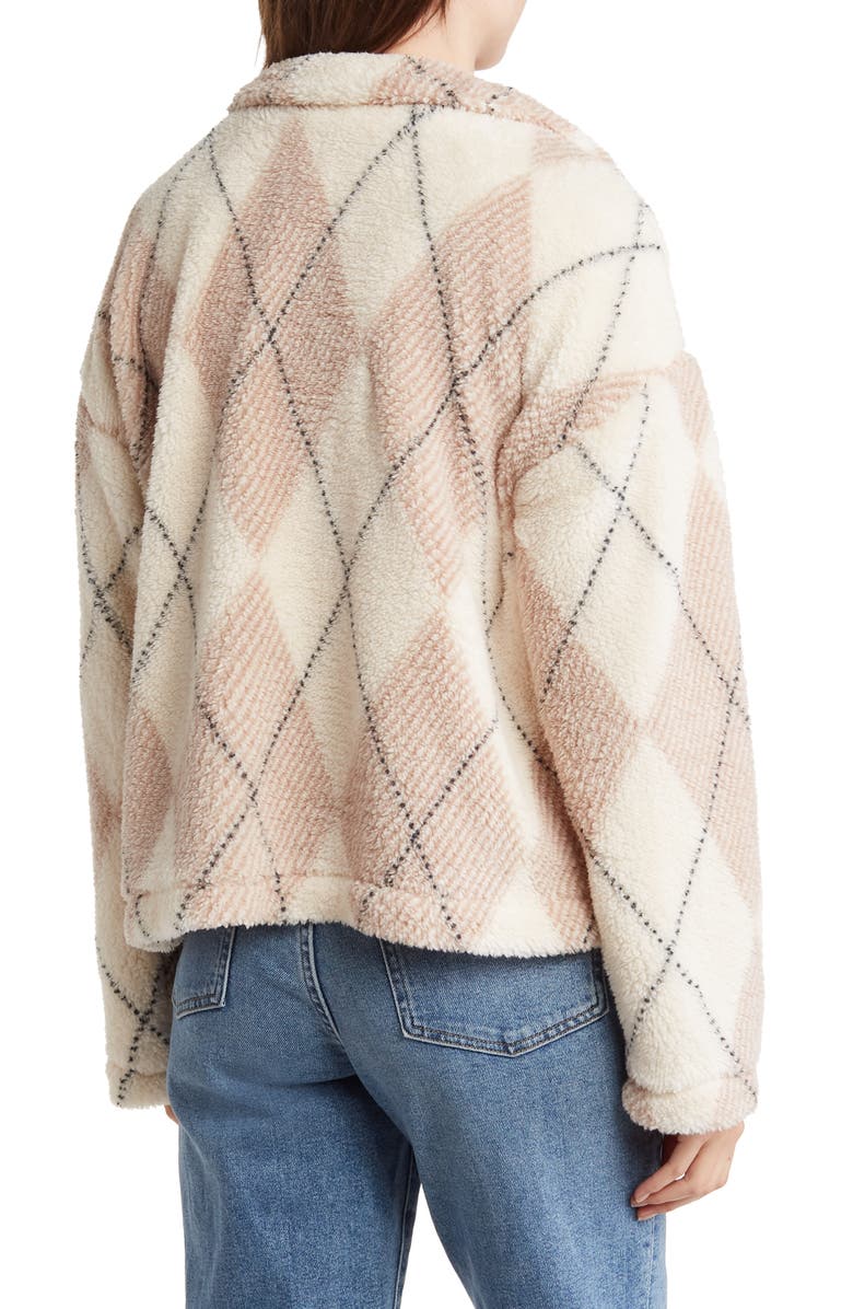 Thread & Supply One Track Mind Faux Shearling Jacket, Alternate, color, Ivory Argyle