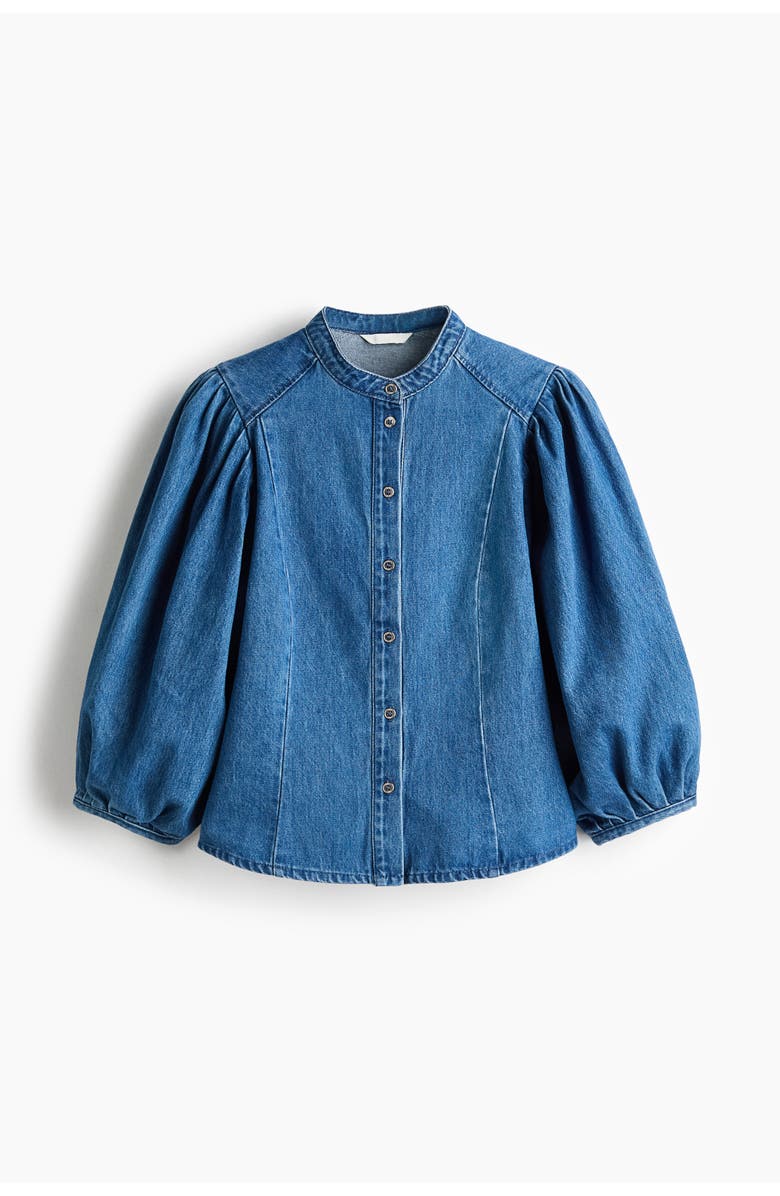 H&M Denim Blouse, Main, color, Denim Blue