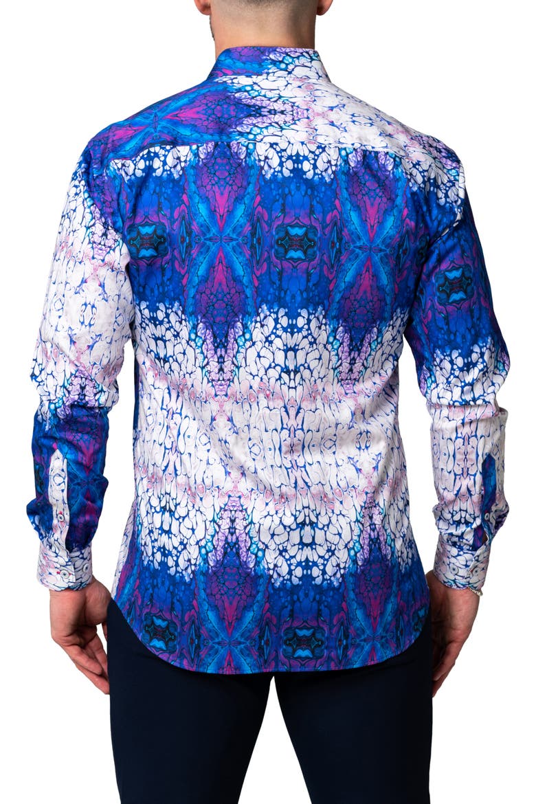 Fibonacci Imense Blue Cotton Button-Up Shirt, Alternate, color, BLUE