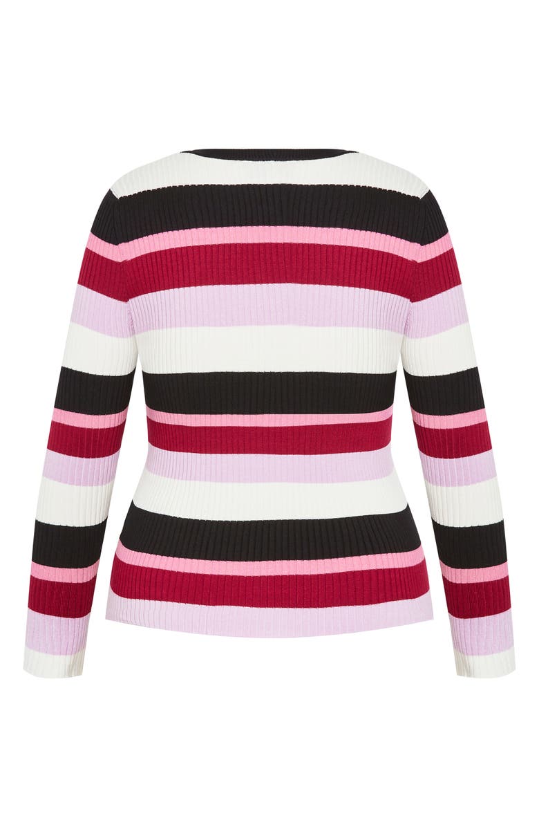 City Chic Raelyn Rib Stripe Sweater, Alternate, color, Stripe