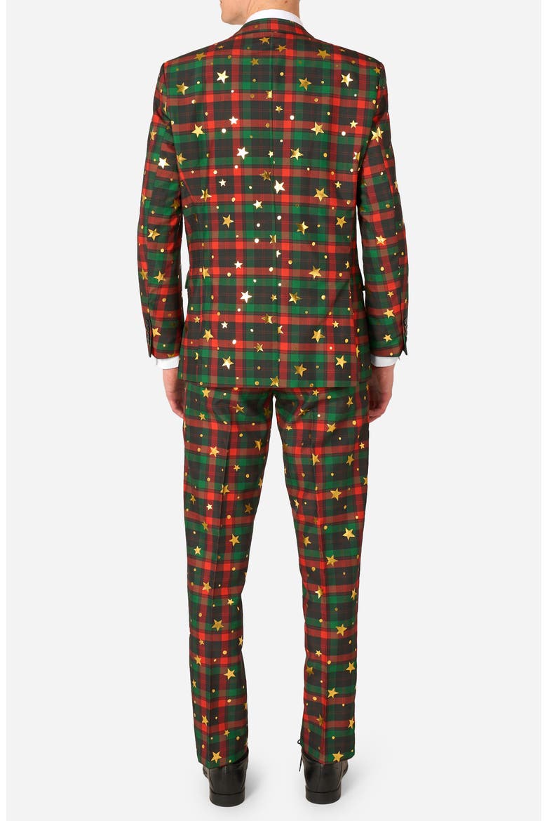 Tartan Tidings Slim Fit Plaid Two-Piece Suit & Tie Set, Alternate, color, GREEN MULTI