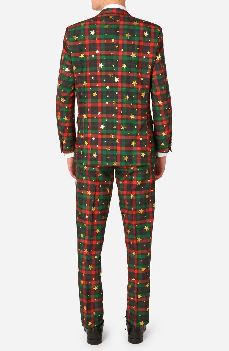 OppoSuits Tartan Tidings Slim Fit Plaid Two-Piece Suit & Tie Set, Alternate, color, Green Multi