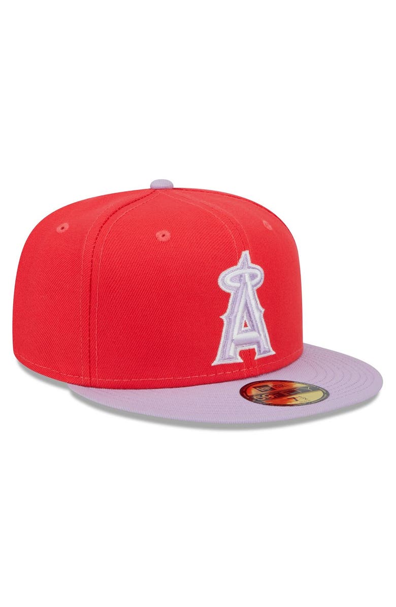 New Era Men's New Era Red/Lavender Los Angeles Angels Spring Color Two-Tone 59FIFTY Fitted Hat, Alternate, color,