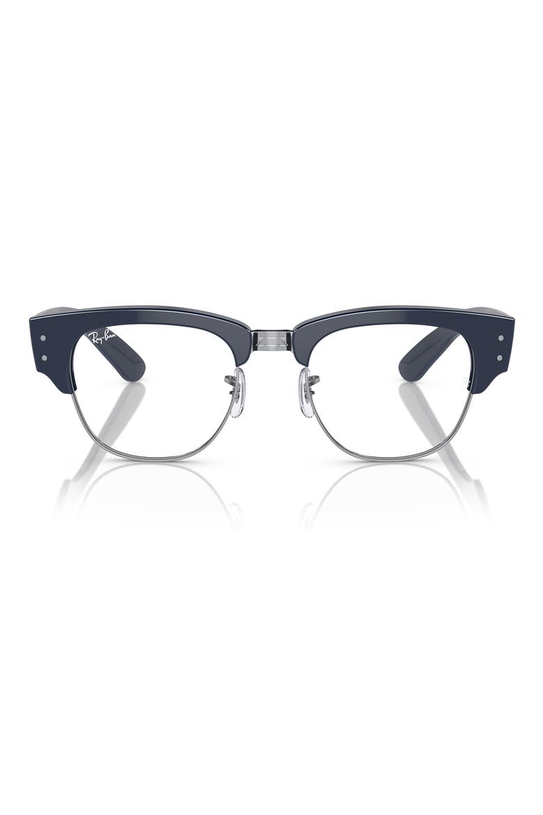 50mm Mega Clubmaster Square Optical Glasses, Main, color, SILVER