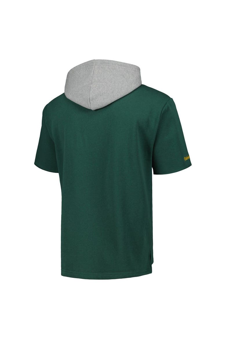 Men's Mitchell & Ness Green Green Bay Packers Postgame Short Sleeve Hoodie, Alternate, color, Green