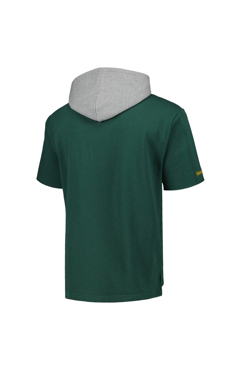 Mitchell & Ness Men's Mitchell & Ness Green Green Bay Packers Postgame Short Sleeve Hoodie, Alternate, color, Green