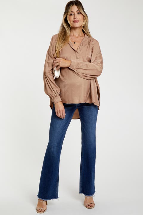 Raw Hem Bootcut Maternity Jeans