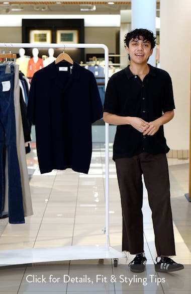 Les Deux Emmett Arabesque Knit Cotton Camp Shirt (Men) | Nordstrom