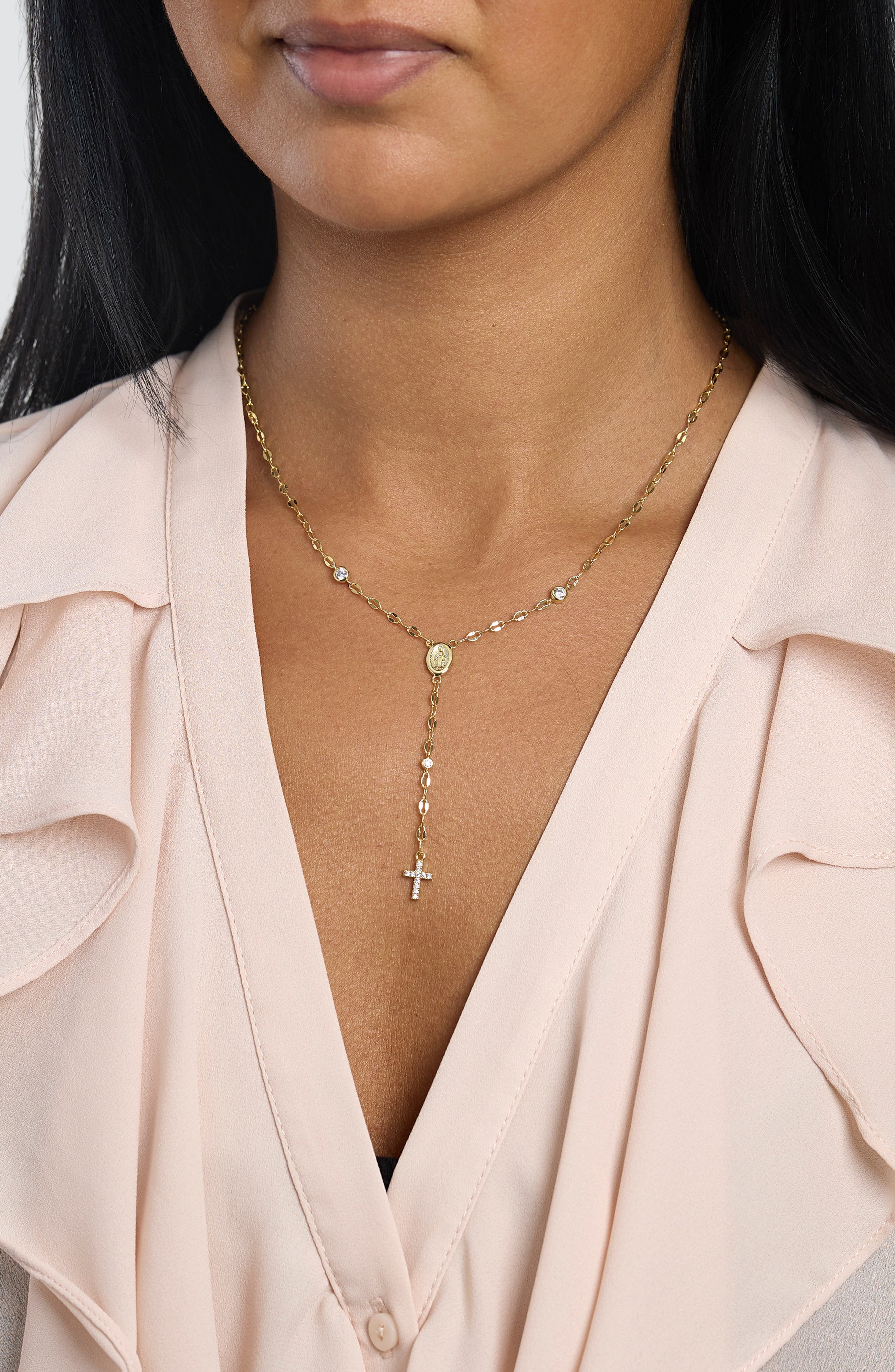 ATHRA LUXE Cubic Zirconia Cross Drop Y-Necklace (Women) | Nordstromrack