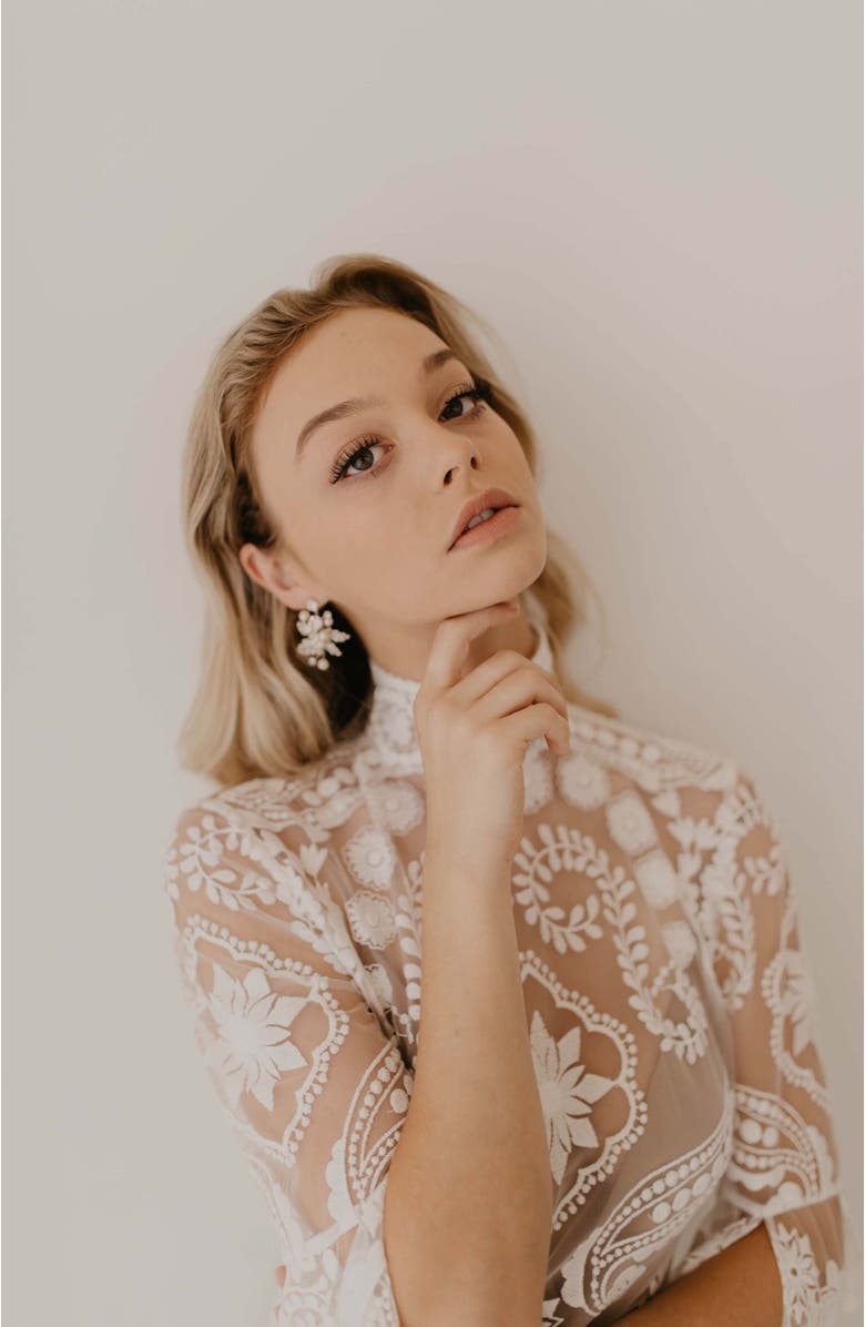 Untamed Petals Gwen Crystal Earrings, Alternate, color, Gold