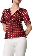 MELLODAY Tie Neck Short Sleeve Satin Top