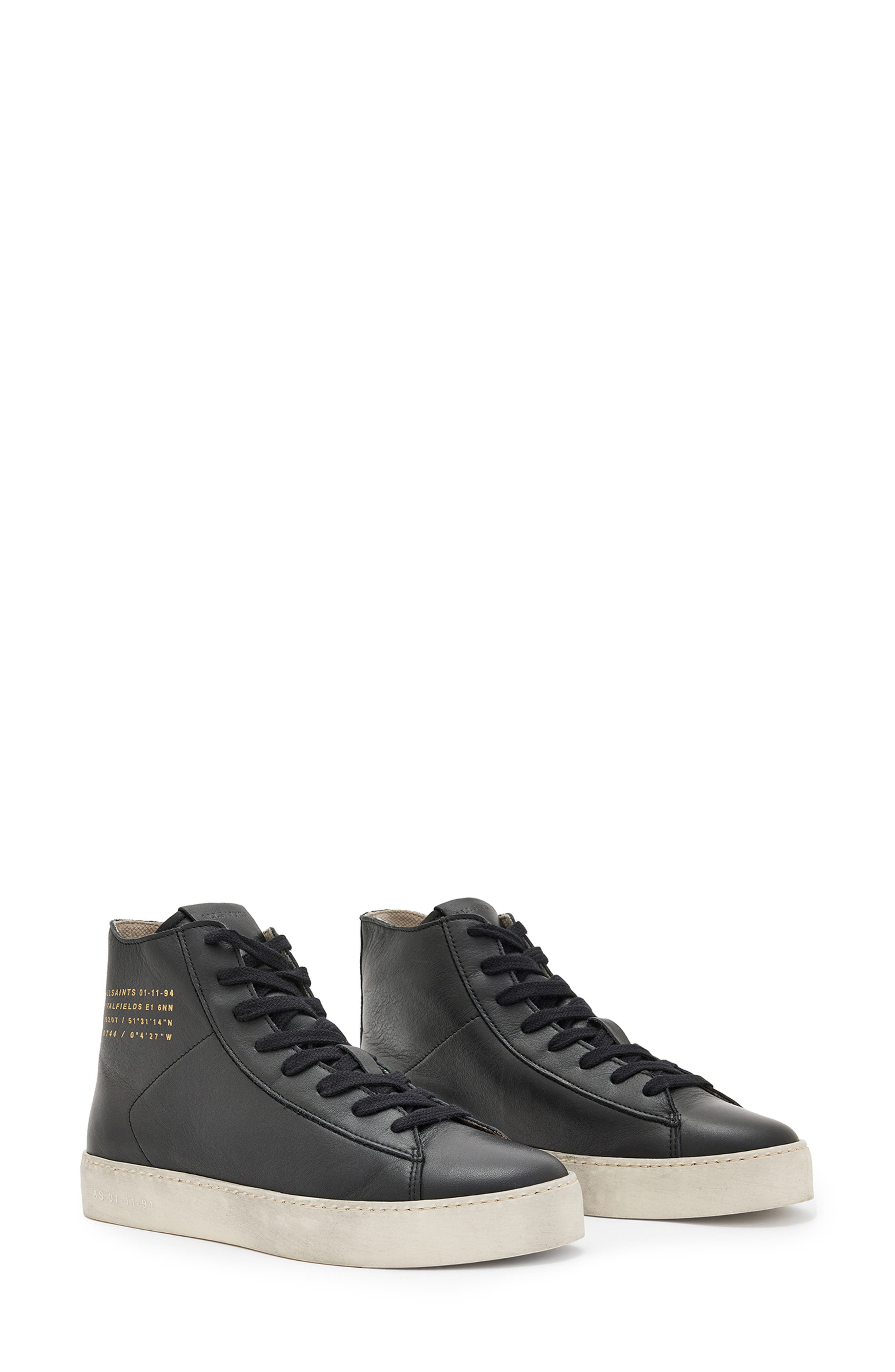 AllSaints Tana High Top Sneaker, Main, color, Black