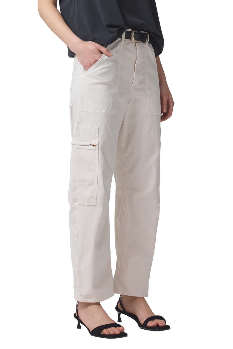 Marcelle Low Rise Barrel Organic Cotton Cargo Pants, Main, color, OYSTERETTE